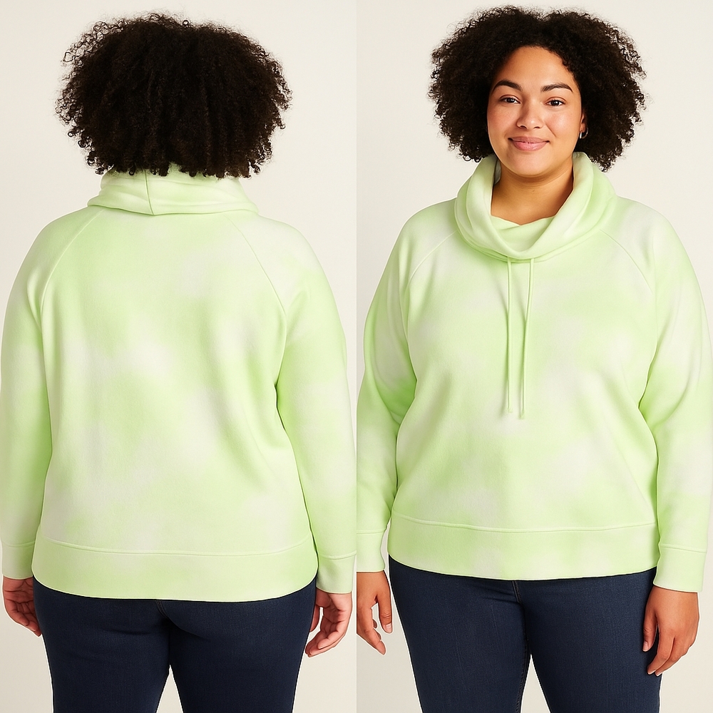 Old Navy Women’s Plus Size 2X Go-Warm Pullover Hoodie – Light Green Tie-Dye NEW